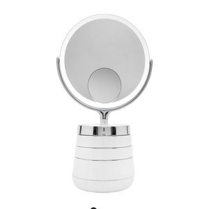 Sharper Image LED vanity mirror with storage
